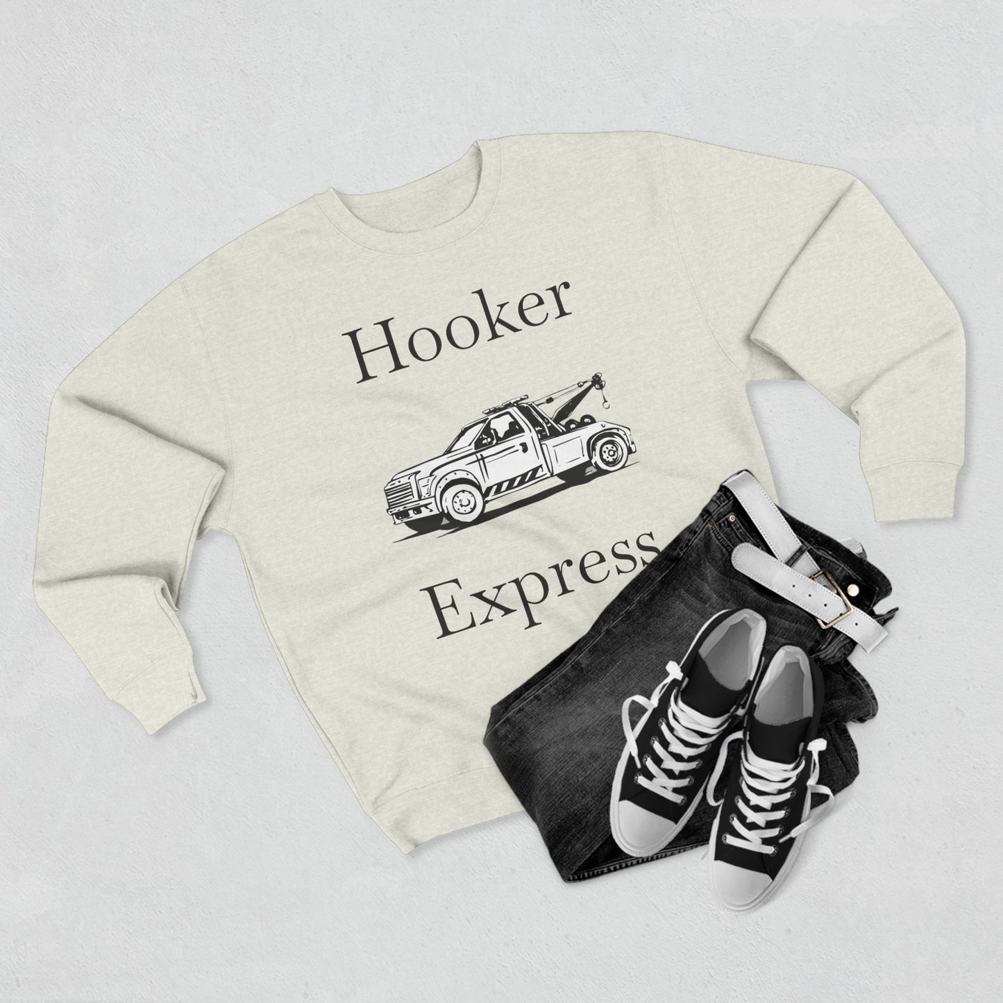 H**ker Express Wheel Lift Tow Truck Unisex Crewneck Sweatshirt