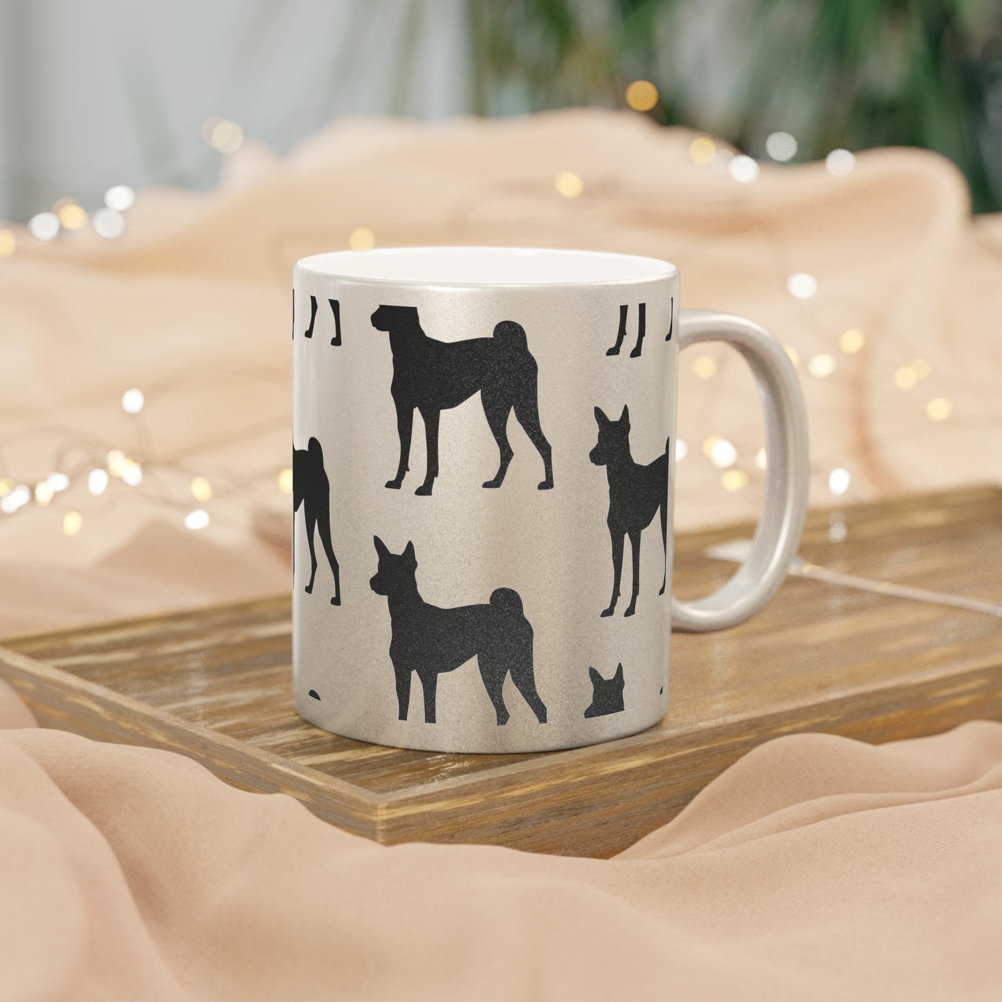 Basenji  Silhouette Metallic Coffee Mug