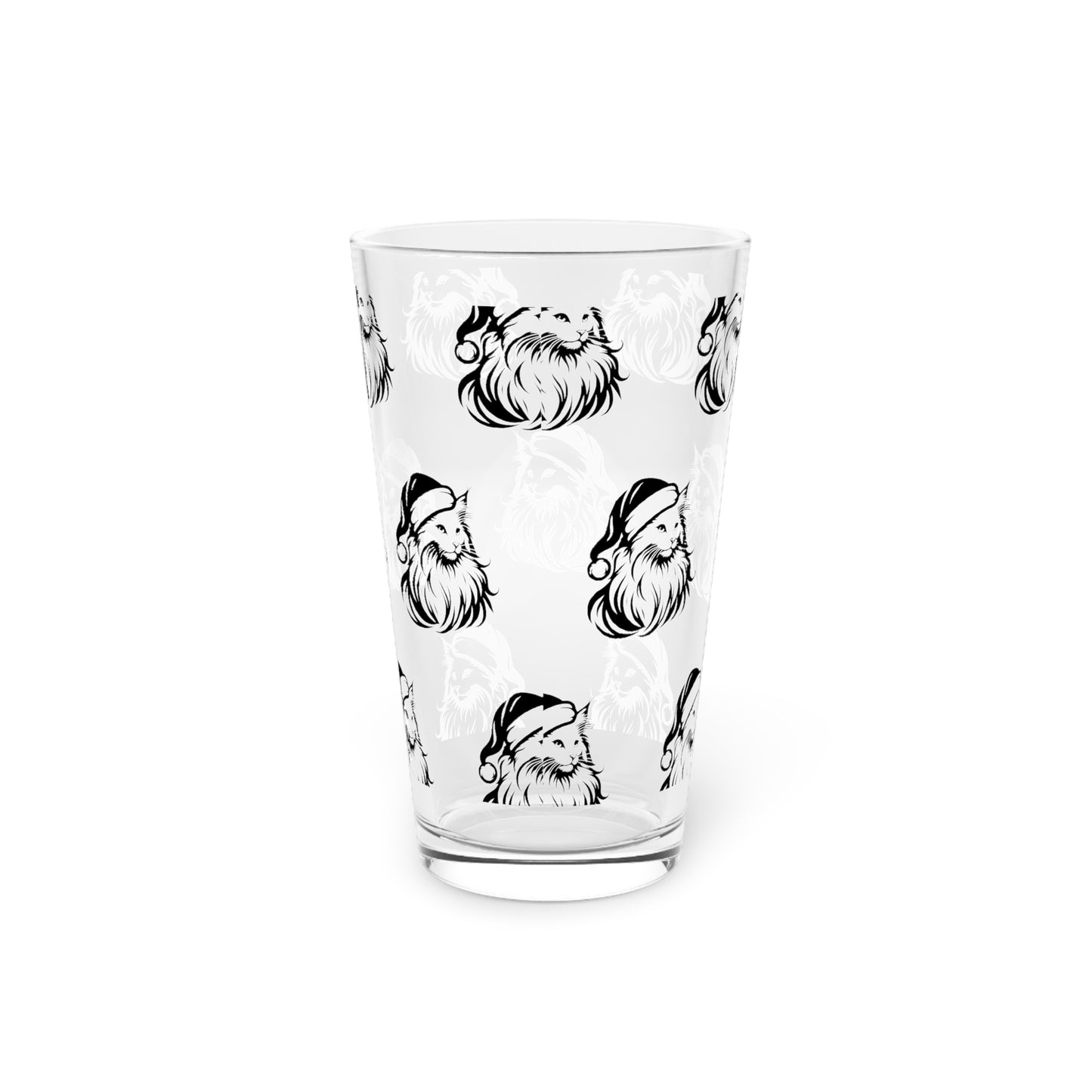 Santa Paws Cat Drinking Glass