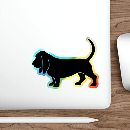 Basset Hound  Silhouette Holographic Sticker