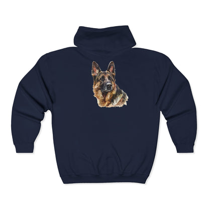 German Shepherd Head Unisex Full Zip Hoodie