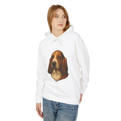 Basset Hound Head Unisex Lightweight Hoodie