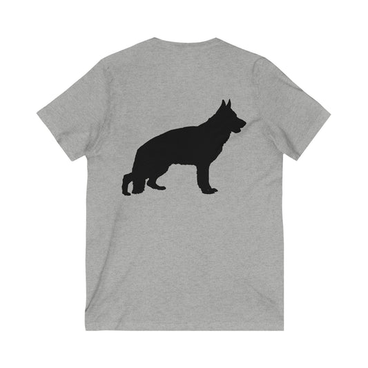 German Shepherd Silhouette Unisex Short Sleeve V-Neck Tee