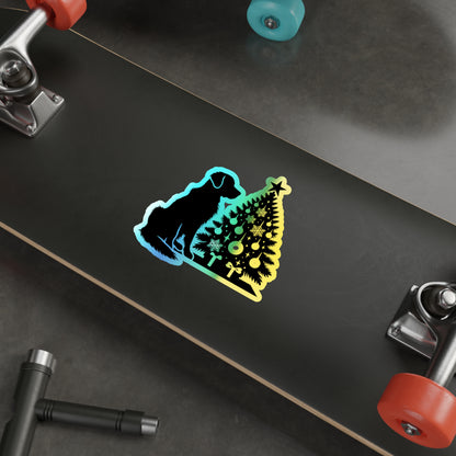 Golden Christmas Tree Holographic Sticker