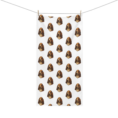 Basset Hound Head Mink-Cotton  Beach Towel