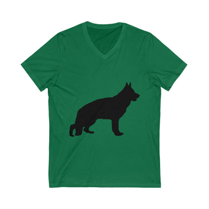 German Shepherd Silhouette Unisex Short Sleeve V-Neck Tee