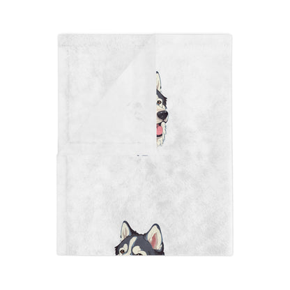 Malamute Head Velveteen Microfiber Blanket