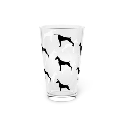 Doberman Silhouette Drinking Glass