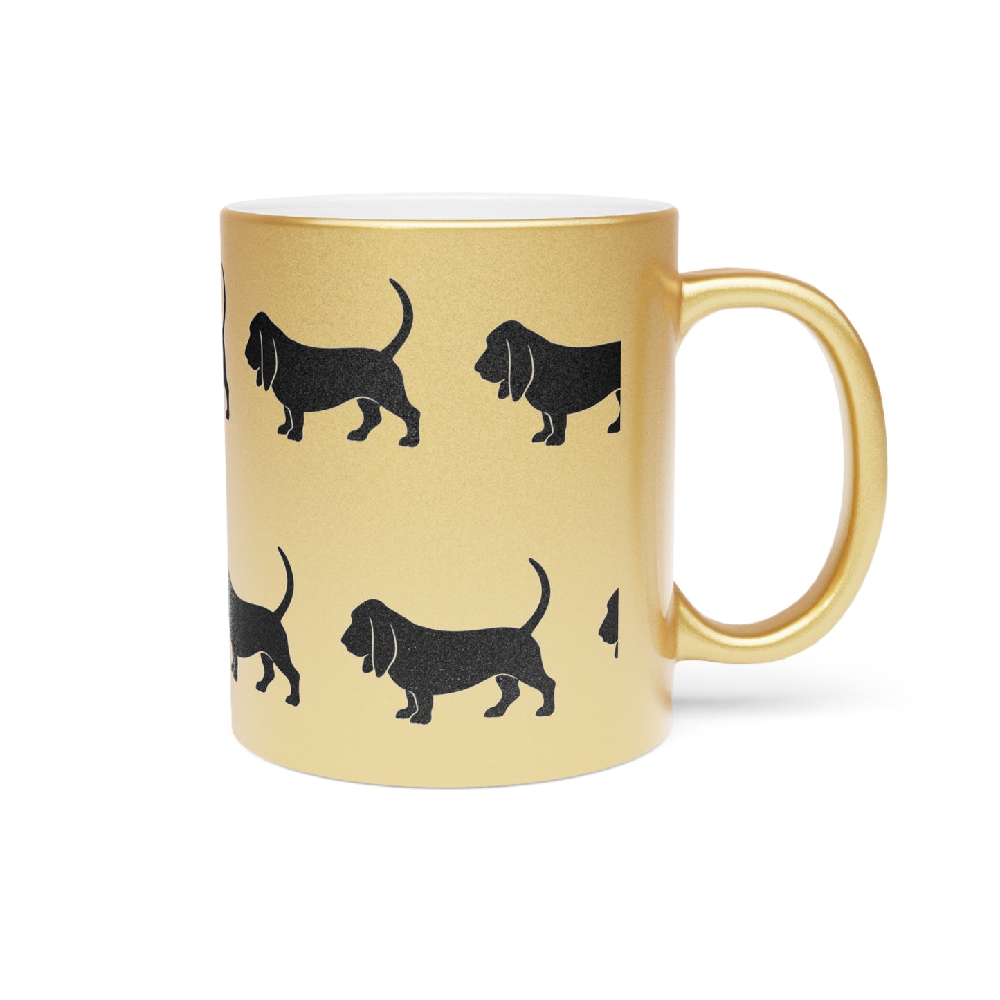 Basset Hound Silhouette Metallic Coffee Mug