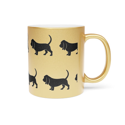 Basset Hound Silhouette Metallic Coffee Mug