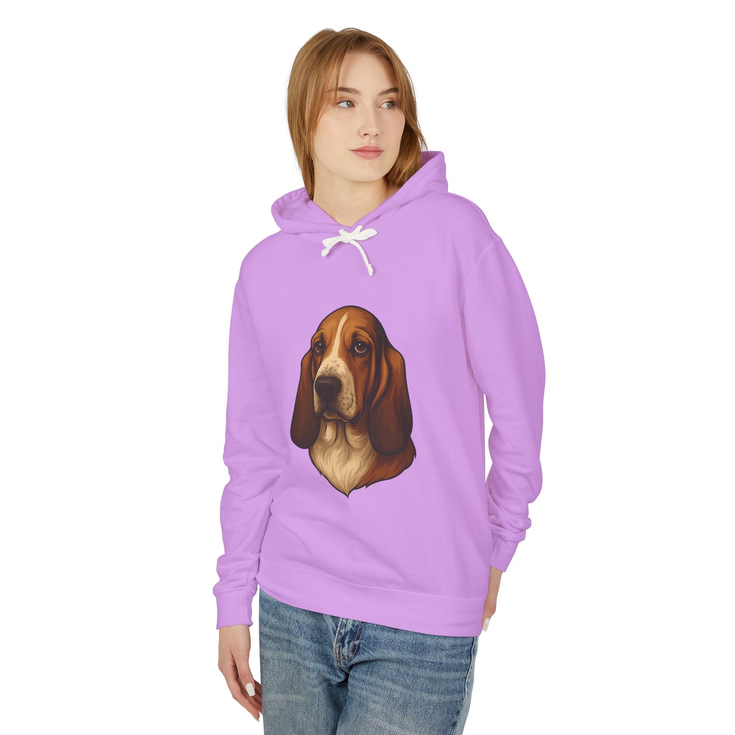 Basset Hound Head Unisex Lightweight Hoodie