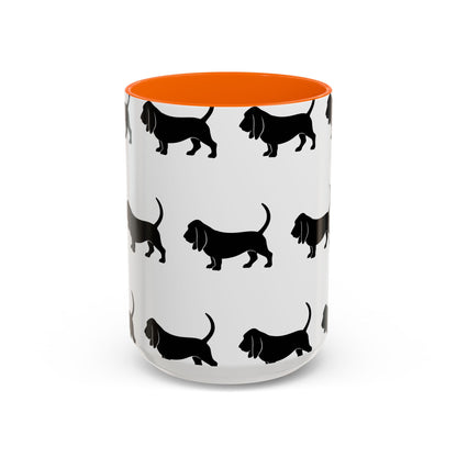 Basset Hound Silhouette 2-Tone Coffee Mug