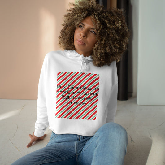 Here Comes Amazon Women's Crop Hoodie