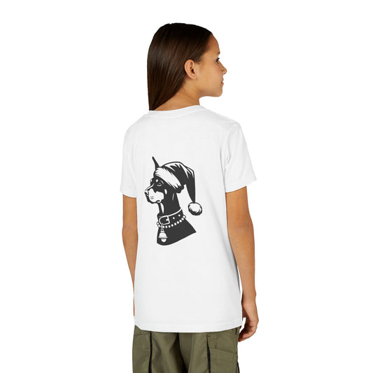 Santa Paws Doberman Youth Unisex Short Sleeve Crewneck Tee