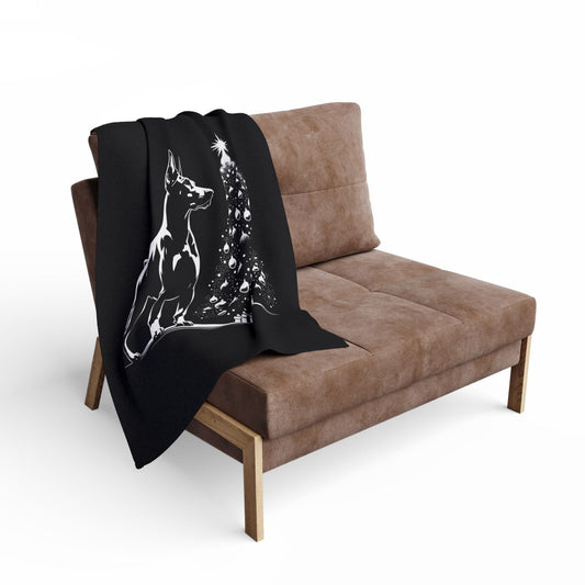 Doberman Christmas Tree Arctic Fleece Blanket