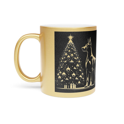 Doberman Christmas Tree Metallic Coffee Mug