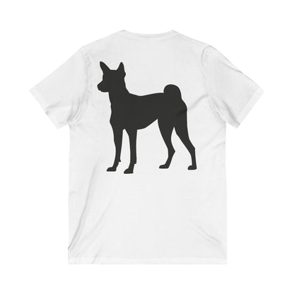 Basenji Silhouette Unisex Short Sleeve V-Neck Tee