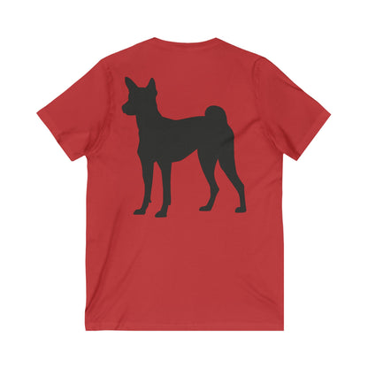Basenji Silhouette Unisex Short Sleeve V-Neck Tee