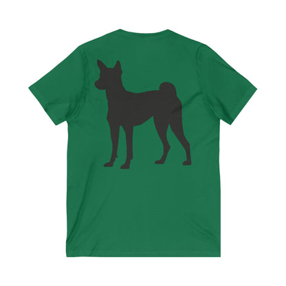 Basenji Silhouette Unisex Short Sleeve V-Neck Tee