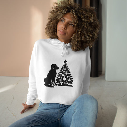 Golden Christmas Tree Women's Crop Hoodie