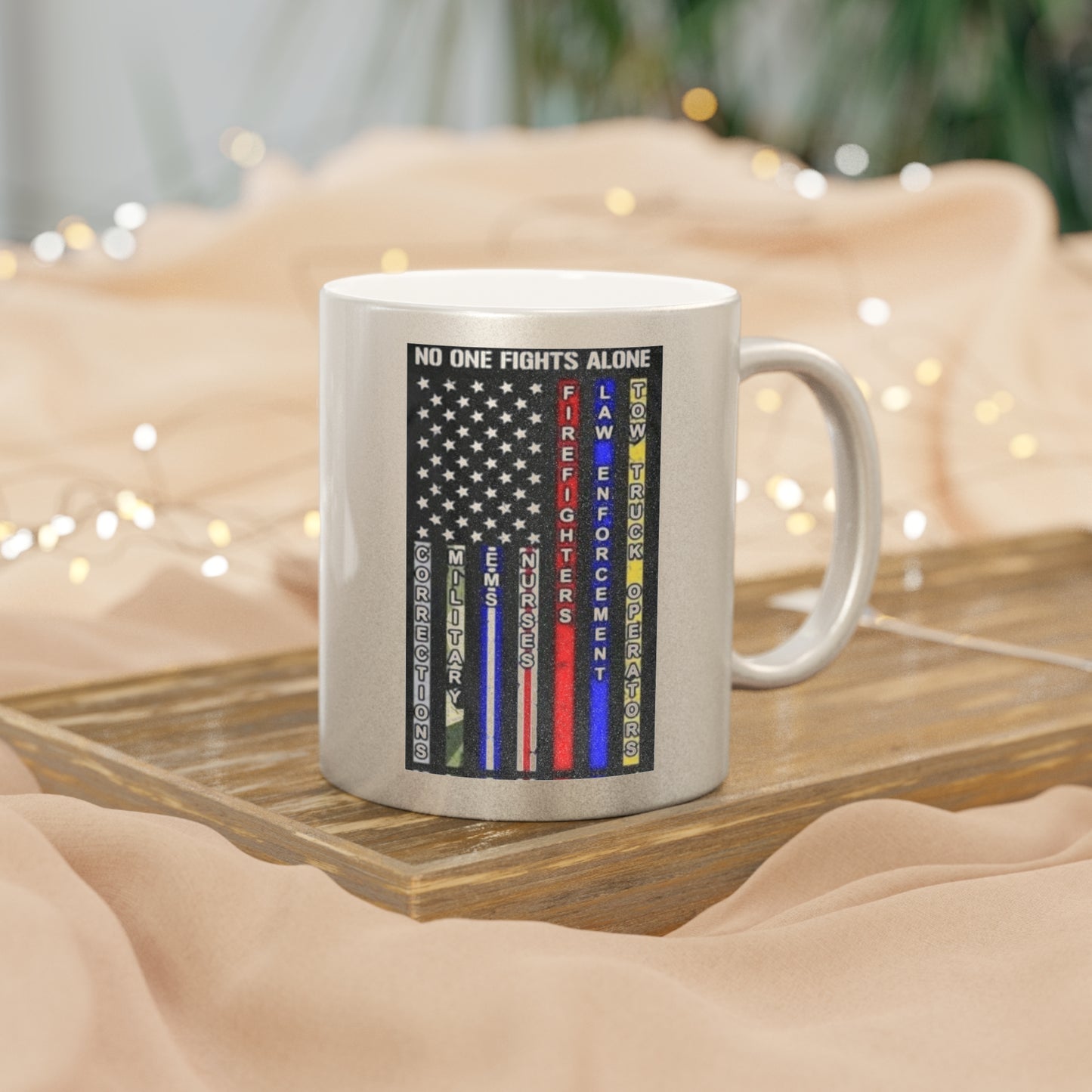 No One Fights Alone Metallic Coffee Mug