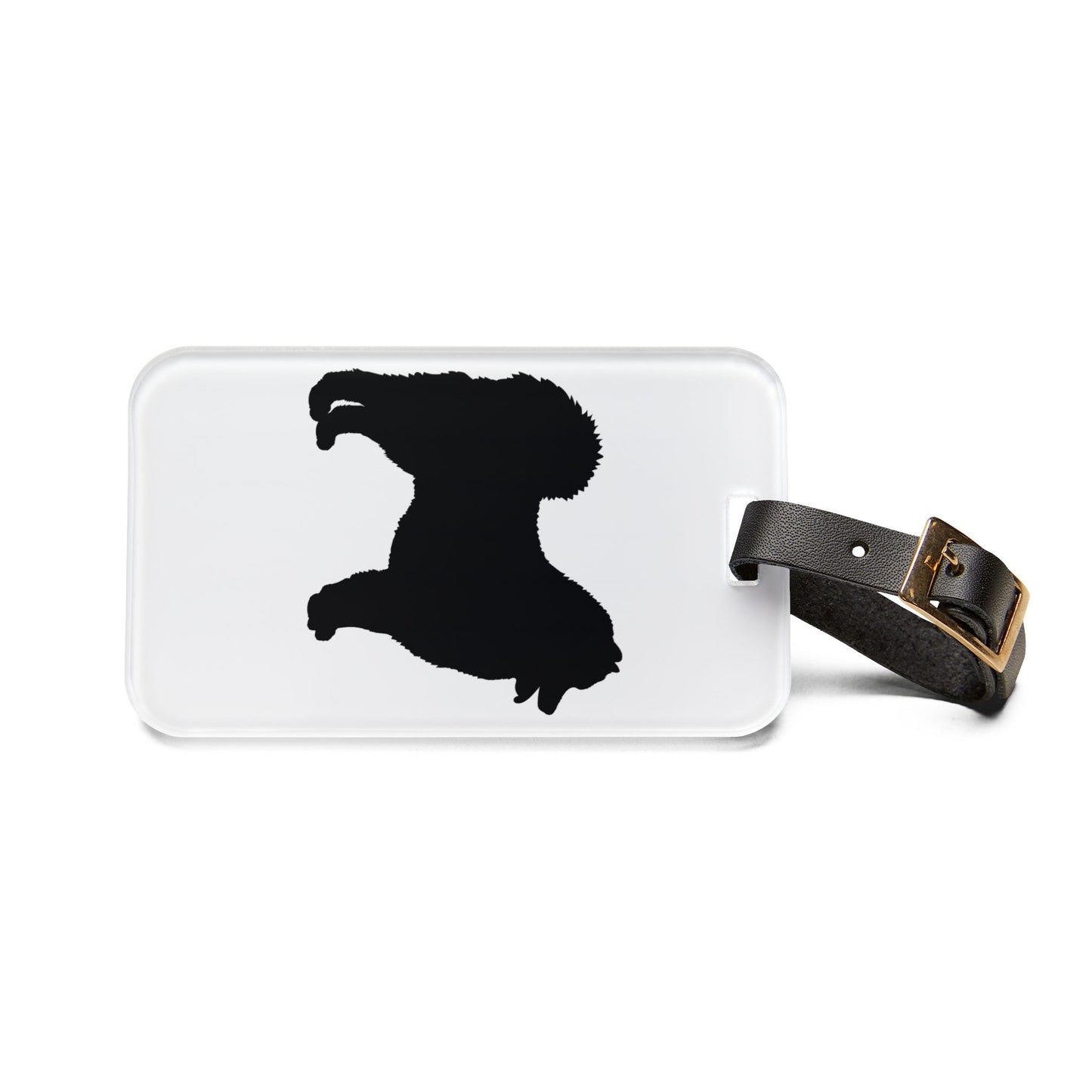 Samoyed Silhouette Leather Strap Luggage Tag