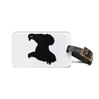 Samoyed Silhouette Leather Strap Luggage Tag