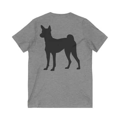 Basenji Silhouette Unisex Short Sleeve V-Neck Tee