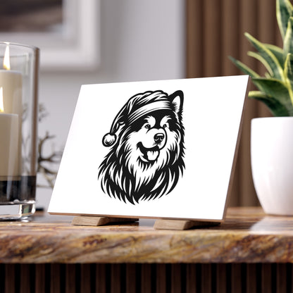 Santa Paws Malamute Ceramic Photo Tile