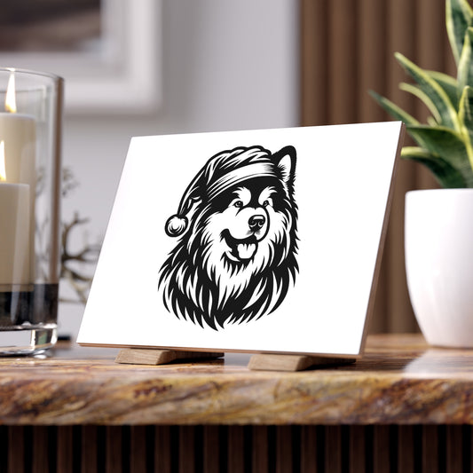 Santa Paws Malamute Ceramic Photo Tile