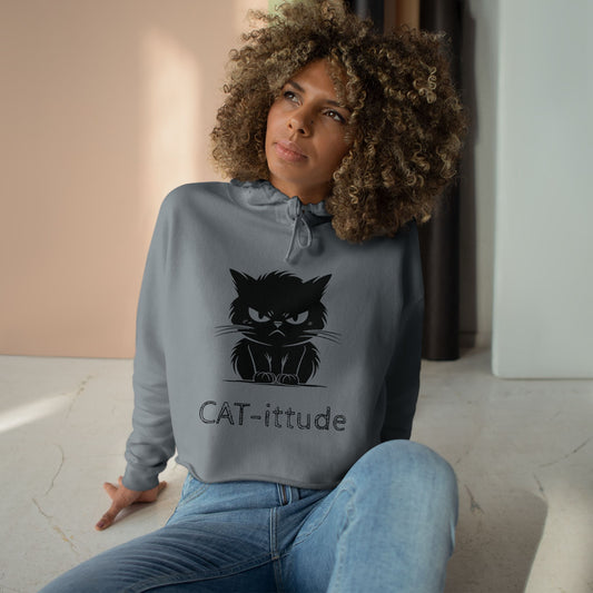 CAT-ittude Women's Crop Hoodie