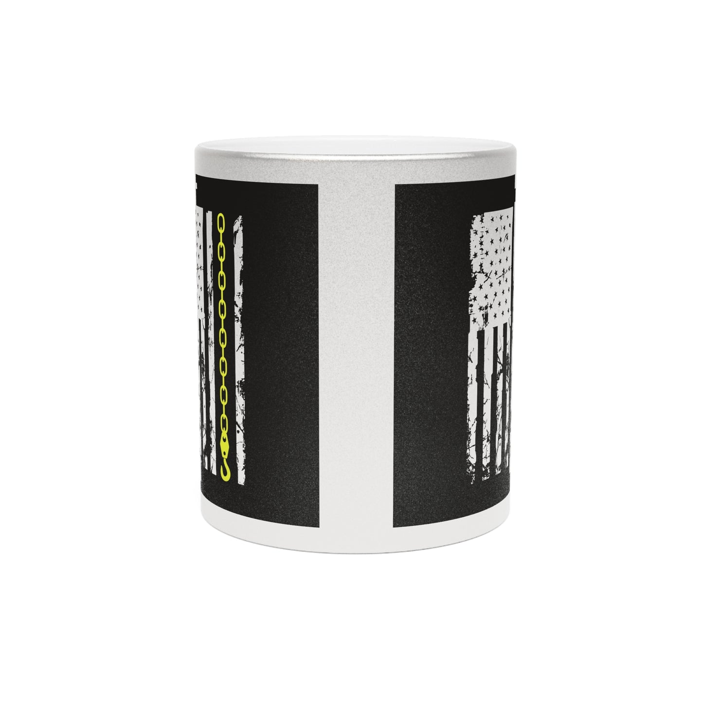 Thin Yellow Line Metallic Coffee Mug
