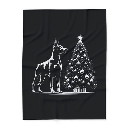 Doberman Christmas Tree Arctic Fleece Blanket