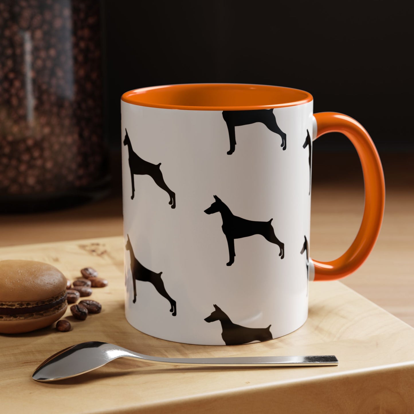 Doberman Silhouette 2-Tone Coffee Mug