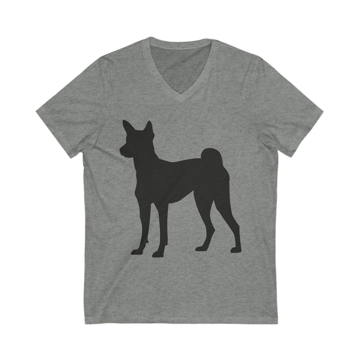 Basenji Silhouette Unisex Short Sleeve V-Neck Tee
