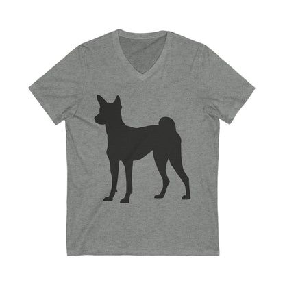 Basenji Silhouette Unisex Short Sleeve V-Neck Tee