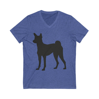Basenji Silhouette Unisex Short Sleeve V-Neck Tee