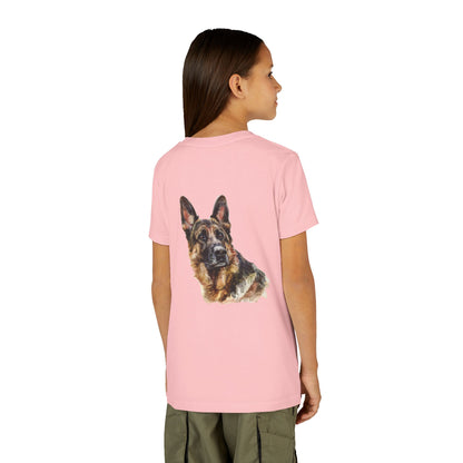German Shepherd Head Youth Unisex Short Sleeve Crewneck Tee