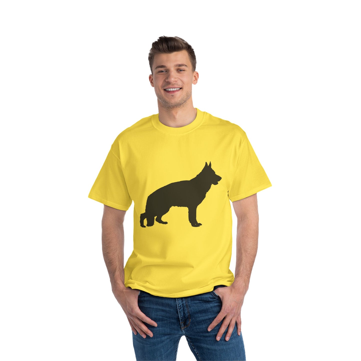 German Shepherd Silhouette Men's Short-Sleeve Crewneck Tee