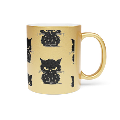 Angry Cat Metallic Coffee Mug