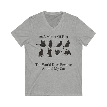 Matter Of Fact Cat Unisex Short Sleeve V-Neck Tee
