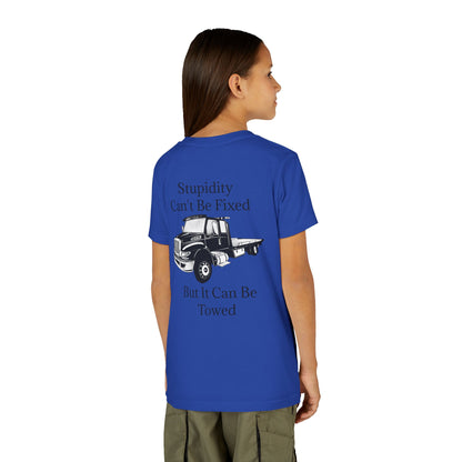 Stupidity Flatbed Tow Truck Youth Unisex Short Sleeve Crewneck Tee