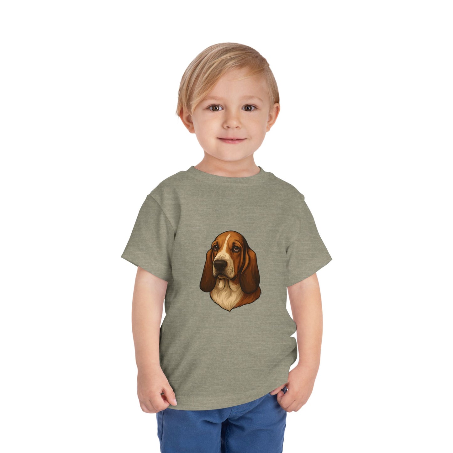 Basset Hound Head Toddler Unisex Short Sleeve Crewneck Tee