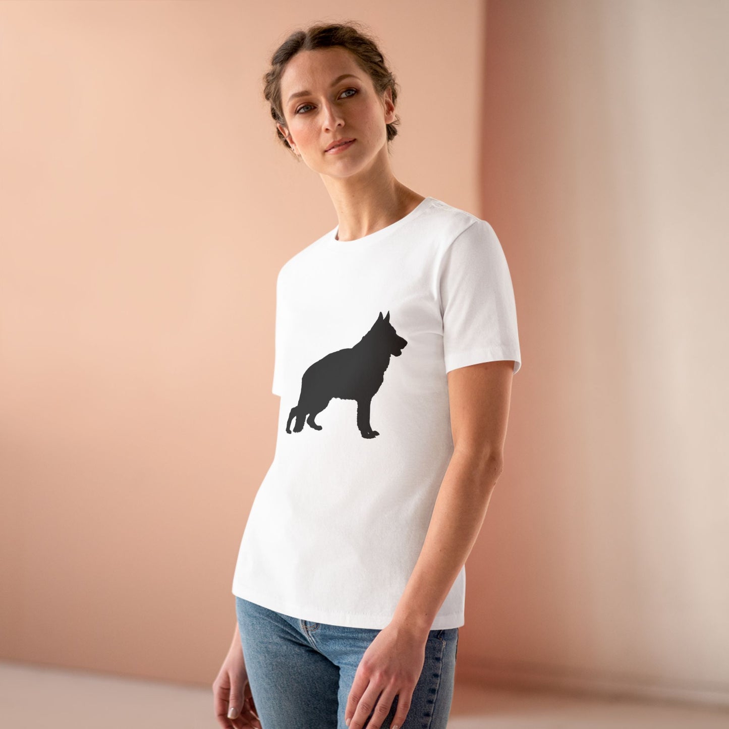 German Shepherd Silhouette Women's Short Sleeve Crewneck Tee