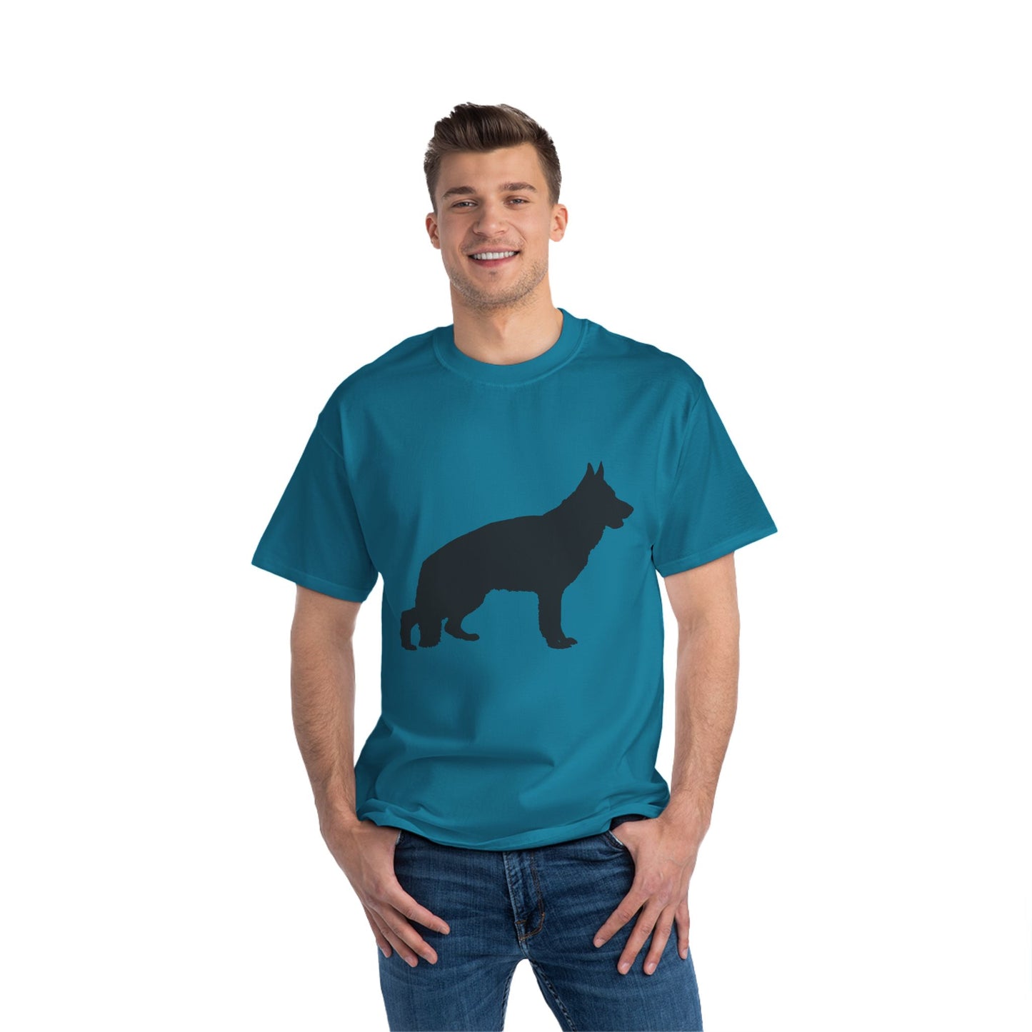 German Shepherd Silhouette Men's Short-Sleeve Crewneck Tee