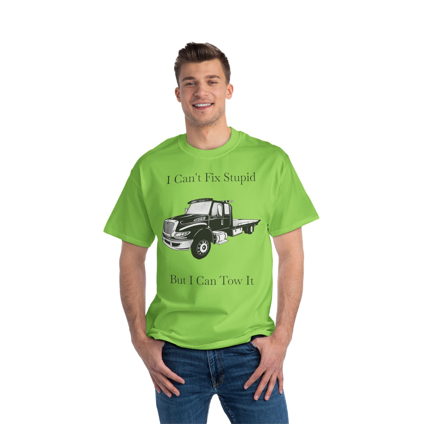 I Can't Fix Stupid Flatbed Men's Short-Sleeve Crewneck Tee
