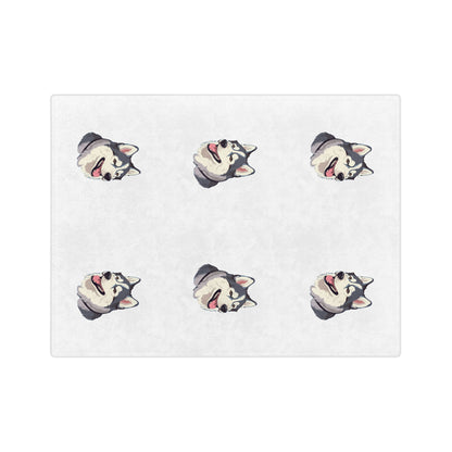 Malamute Head Velveteen Microfiber Blanket