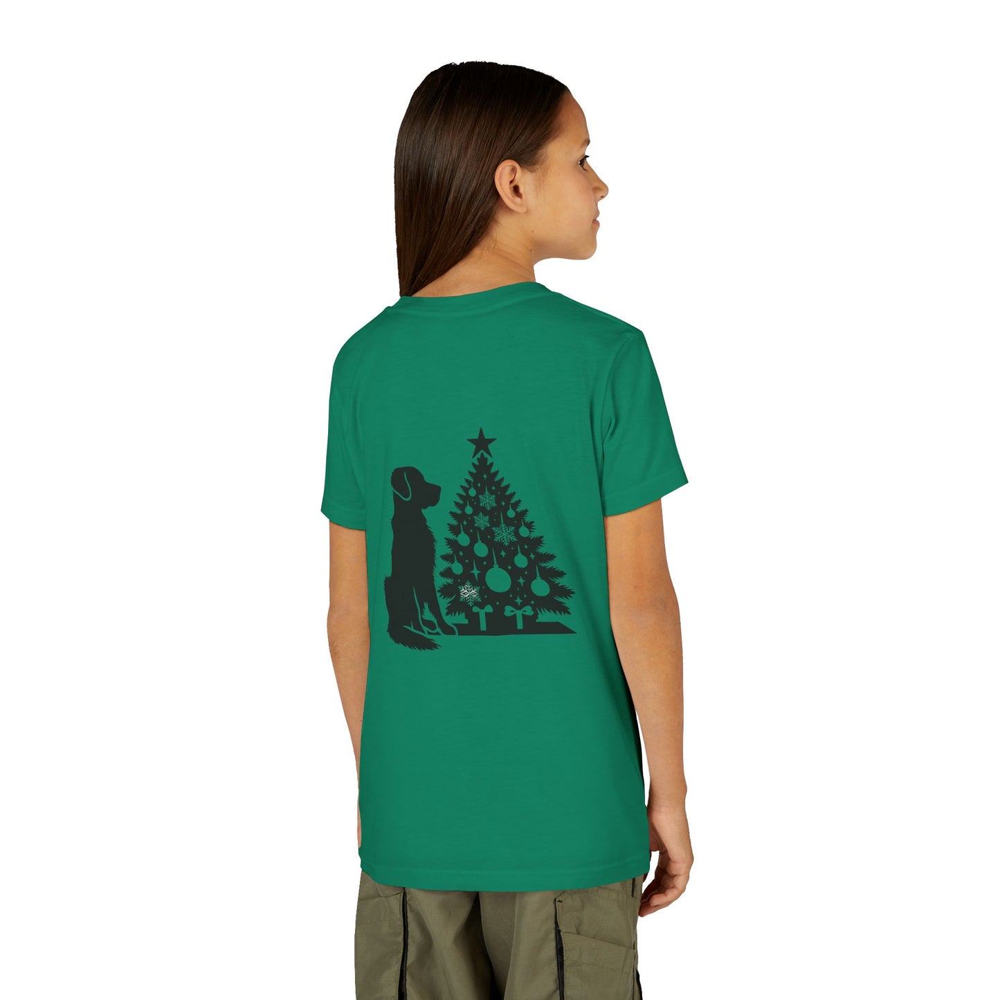 Golden Christmas Tree Youth Unisex Short Sleeve Crewneck Tee