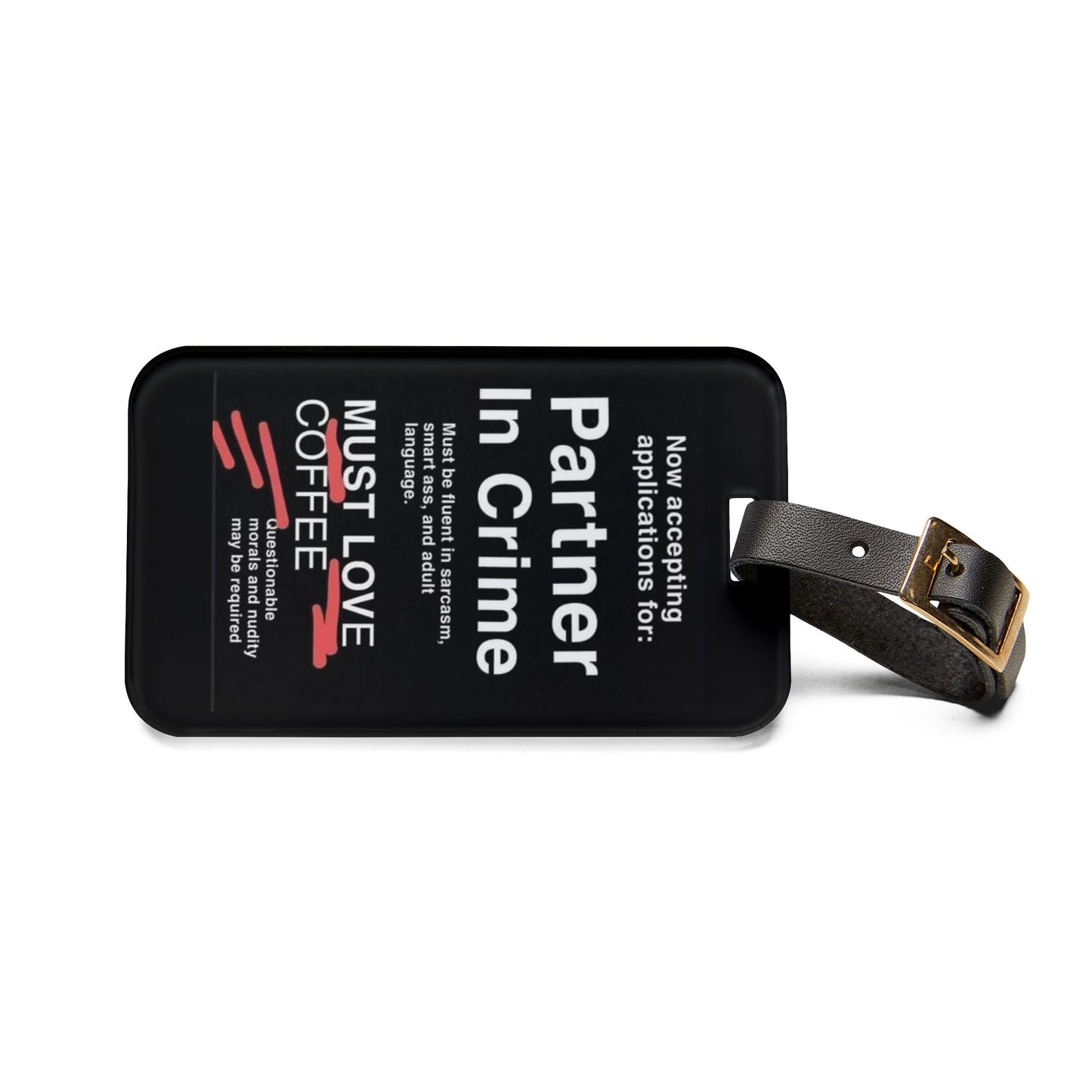 Partner In Crime Leather Strap Luggage Tag