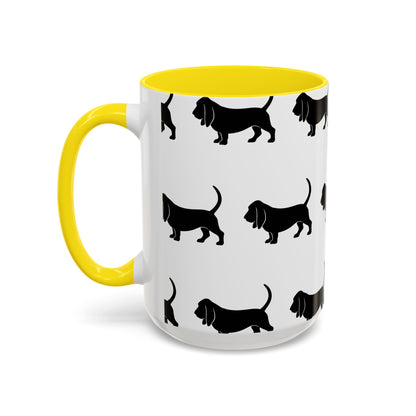 Basset Hound Silhouette 2-Tone Coffee Mug